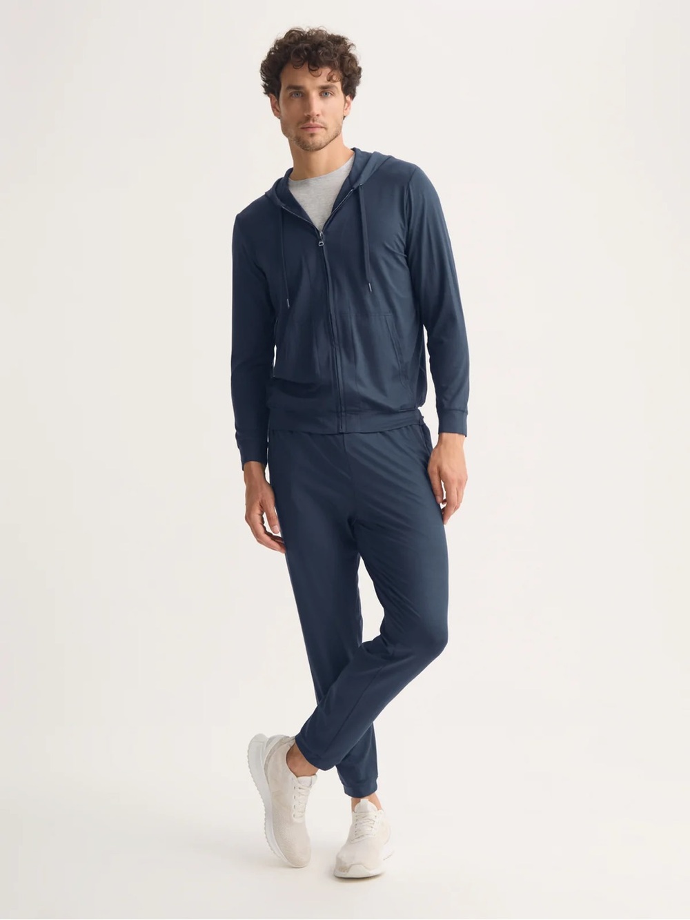 Derek Rose Basel Micro Modal Stretch Hoodie Full Zip Navy Men’s M